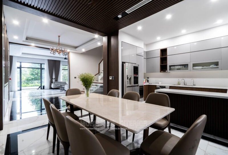 Morehome đã hoàn thành việc thi công hình ảnh tủ bếp hiện đại gỗ công nghiệp tại biệt thự 4 tầng ở Nghệ An.