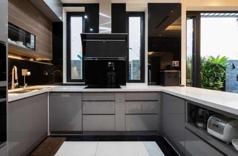 Hình ảnh công trình thi công nội thất phòng bếp cao cấp sang trọng tại biệt thự hiện đại Vinhomes Imperia Hải Phòng